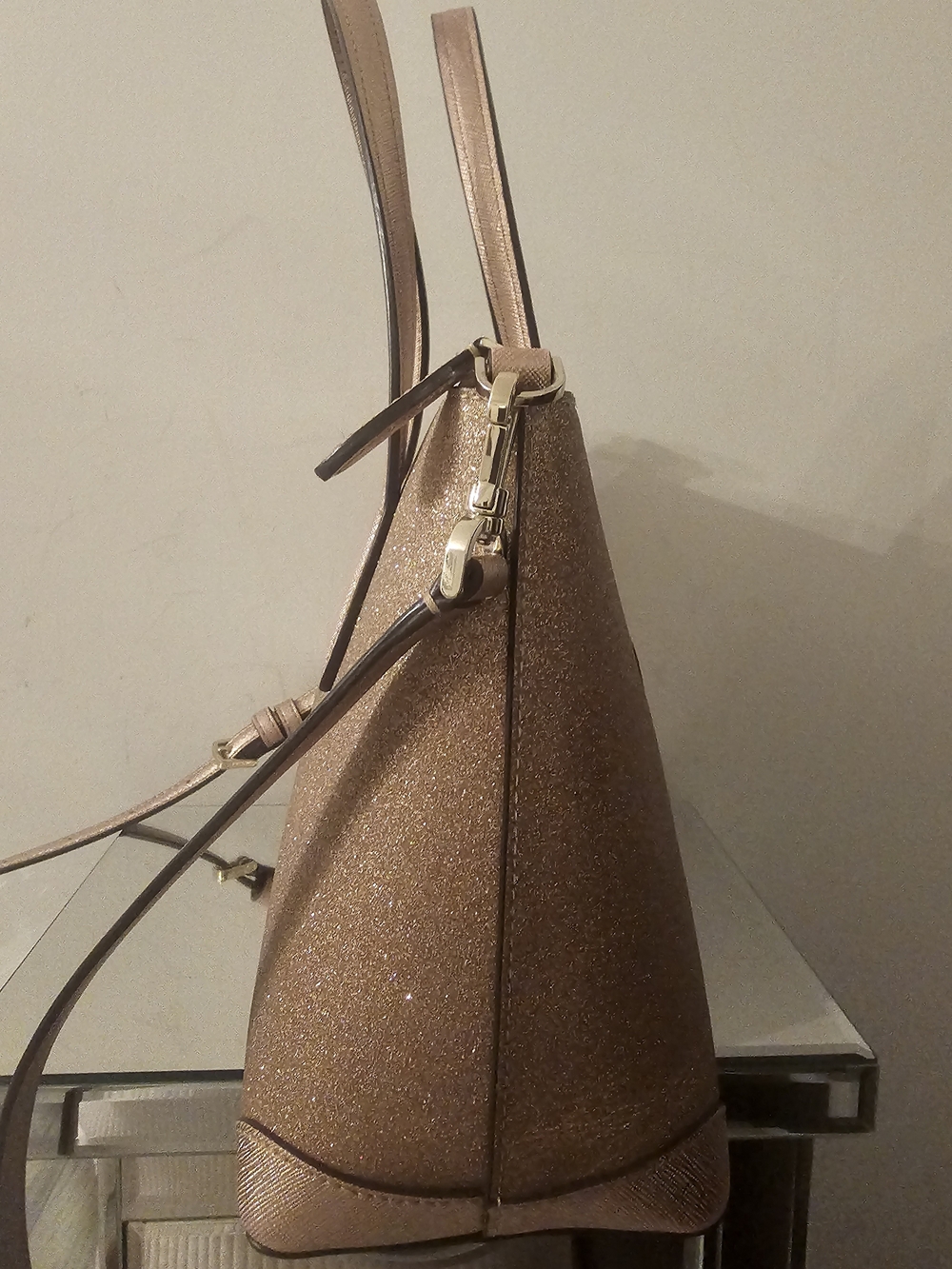 kate spade New York Glitter Tote Bag in Rose Gold - Picture 3 of 5
